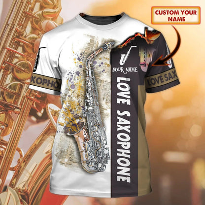 Custom Love Saxophone T Shirt, 3D All Over Print Saxophone Shirt Men Women, Musician Gifts TO2531
