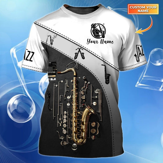 Personalized T Shirt For Saxophone Player, Unisex Jazz Shirt, Music Shirts TO2530