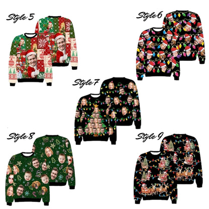 Custom Face Family Christmas Sweatshirt, Custom Funny Family Xmas Sweatshirt 2D0469
