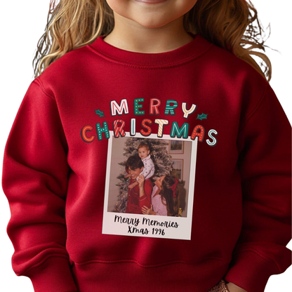 Merry Christmas Custom Photo Family Matching Sweatshirt, Personalized Christmas Family Sweatshirt With Picture ET1646