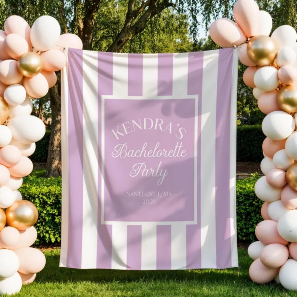 Personalized Bachelorette Blue Striped Banner, Custom Bachelorette Party Banner WD0419