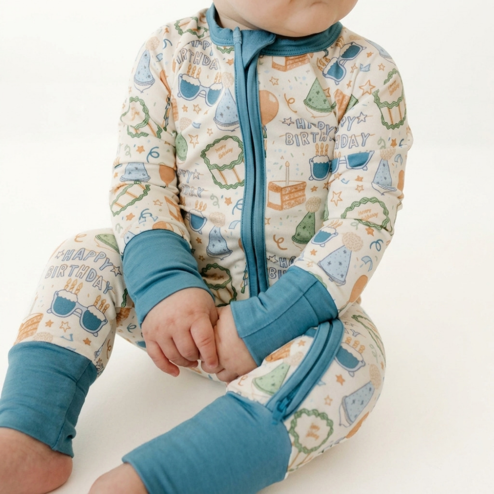 Happy Birthday Baby Boy Convertible Zipper Romper, Birthday Baby Romper Convertible BB0726