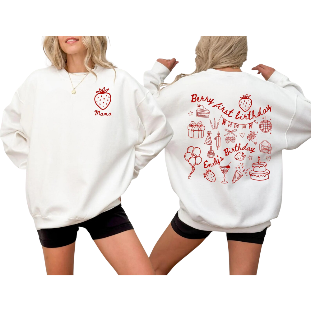 Custom Berry First Birthday Matching Family Sweatshirt, Custom Strawberry 1st Birthday Family Sweatshirts ET1544