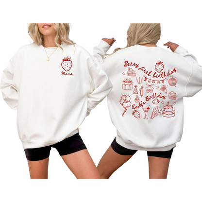Custom Berry First Birthday Matching Family Sweatshirt, Custom Strawberry 1st Birthday Family Sweatshirts ET1544