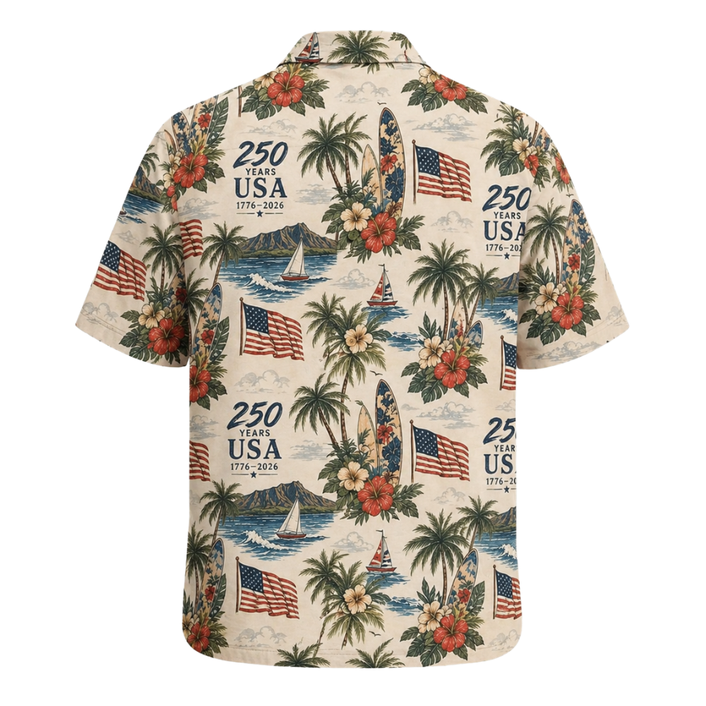 250 Years USA 1776-2026 Tropical Hawaiian Shirt For Men Women, Tropical 4th Of July Hawaiian Shirts HE0229