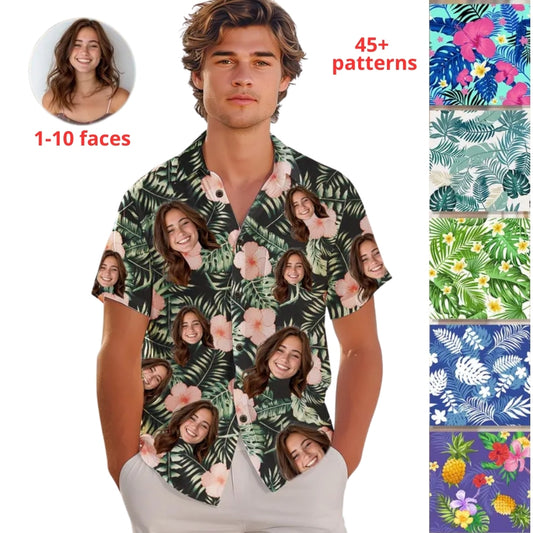 Personalized Face Tropical Hawaiian Shirt For Men And Women, Custom Photo Tropical Hawaiian Shirts HE0052