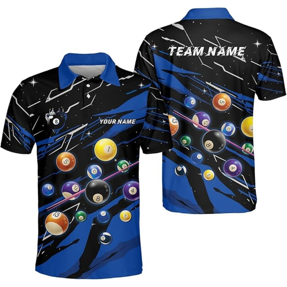 Custom Team Black And Red Billiard Polo Shirt For Mens, Custom Billiard Pool Players Shirts BIZ0193