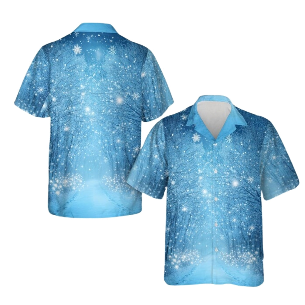 Snowflakes Blue Hawaiian Shirt Men Women, Christmas Snowflakes Hawaiian Shirt HE0610