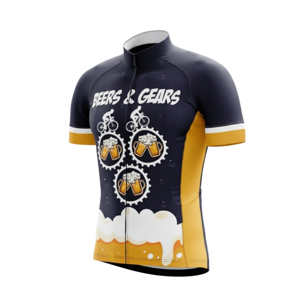 Beers And Gears Cycling Short Sleeve Jersey For Men, Beer Cycling Jerseys CG0658