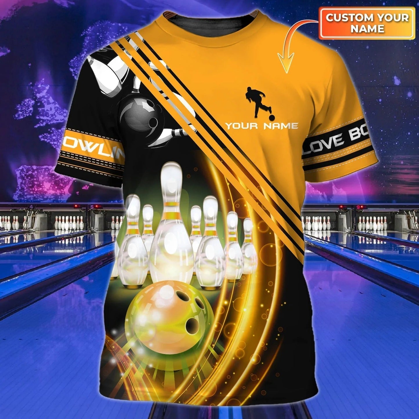 Blue Bowling Shirt For Men Women, Personalized Name 3D All Over Print Shirt For Bowler, Bowling Player Team Uniform, Bowling Gifts TO2637