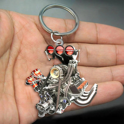 Drag Racing Engine Custom Acrylic Keychain, Flat Keychain for Drag Racing SO0066