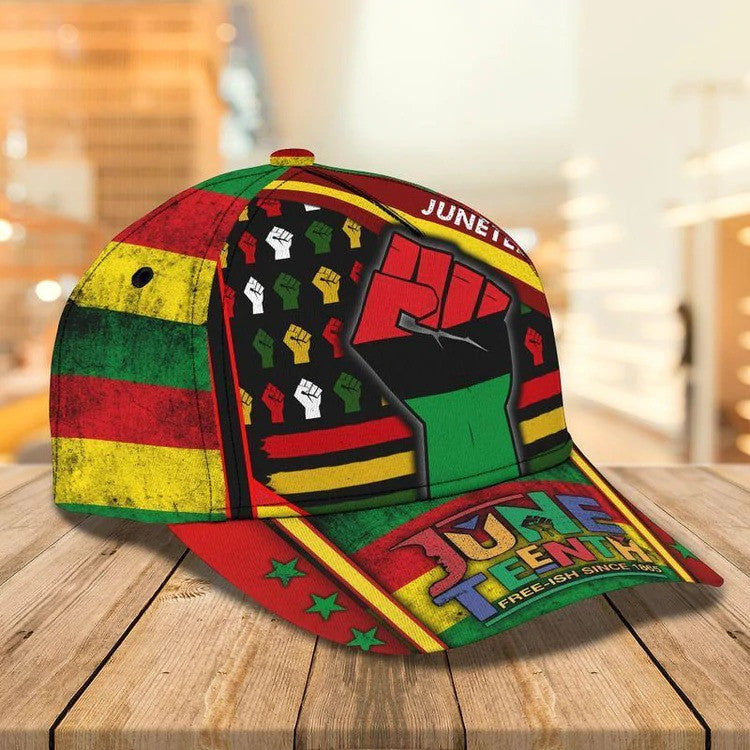 Happy Juneteenth Day Fist Black African American Cap 3D Classic Cap for African American SO0409