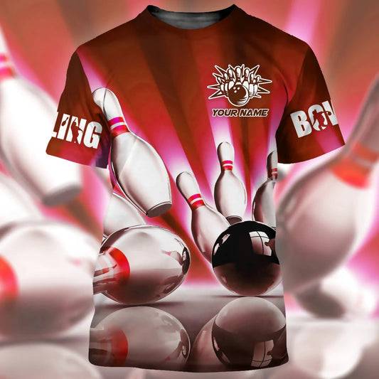 Personalized 3D All Over Print Red Bowling Shirt For Men Women, Bowling Team Shirt Uniform TO1923