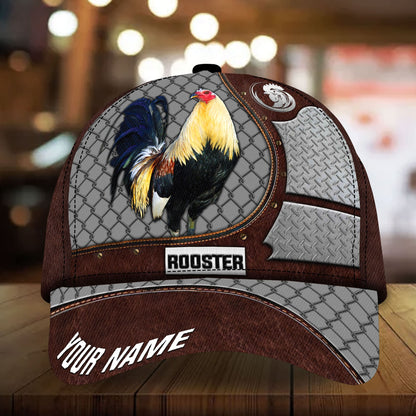 Premium Metal Rooster 3D Cap Multicolor Personalized 3D All Over Print Chicken Cap Hat CA2893