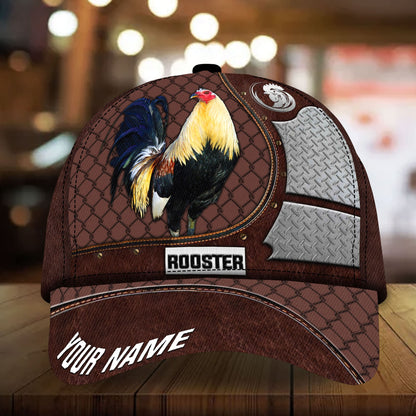 Premium Metal Rooster 3D Cap Multicolor Personalized 3D All Over Print Chicken Cap Hat CA2893