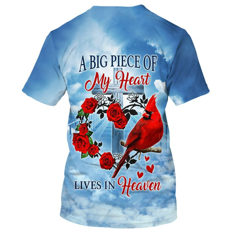 3D All Over Print Memorial T Shirt Big Piece Of My Heart Lives In Heaven Shirts TO1685