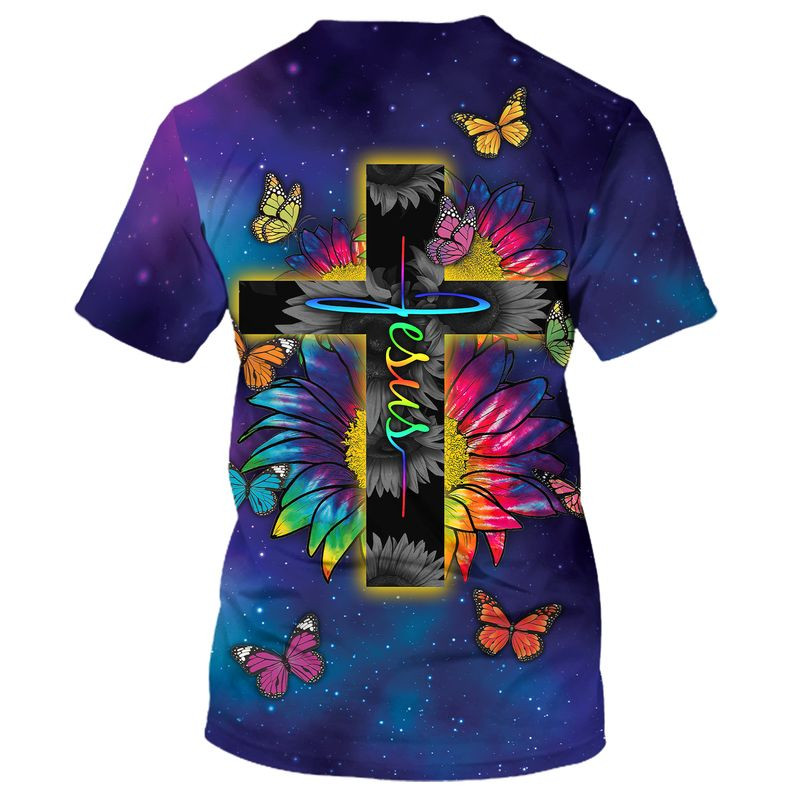 3D Colorful Jesus Tshirt Butterfly Sunflower Pattern On Shirts TO1679