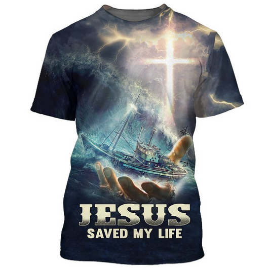 Jesus Saved My Life 3D T Shirt Love God Tee Shirts Christmas Jesus Shirts TO1677