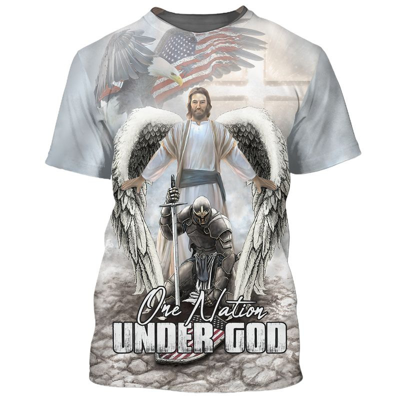 American Warrior Knee Before God T Shirts One Nation Under God Tee Shirts TO1674