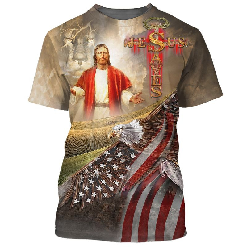 3D All Over Print Jesus Save American Shirt Love Christian Jesus Shirts TO1672