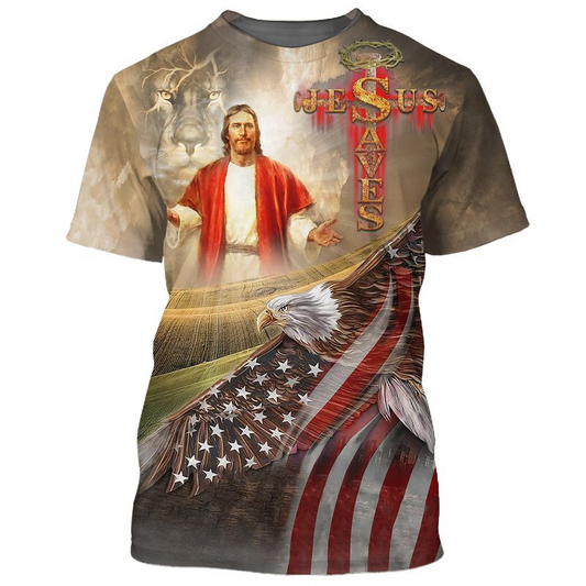 3D All Over Print Jesus Save American Shirt Love Christian Jesus Shirts TO1672