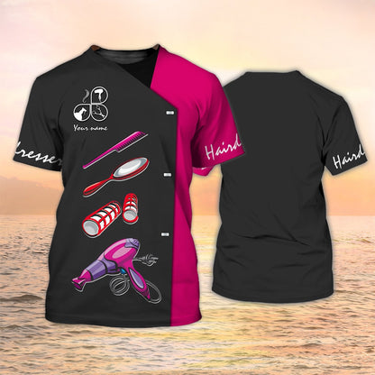 3D All Over Print Hairdresser T Shirt Salon Uniform Hairstylist Custom Shirts TO2111