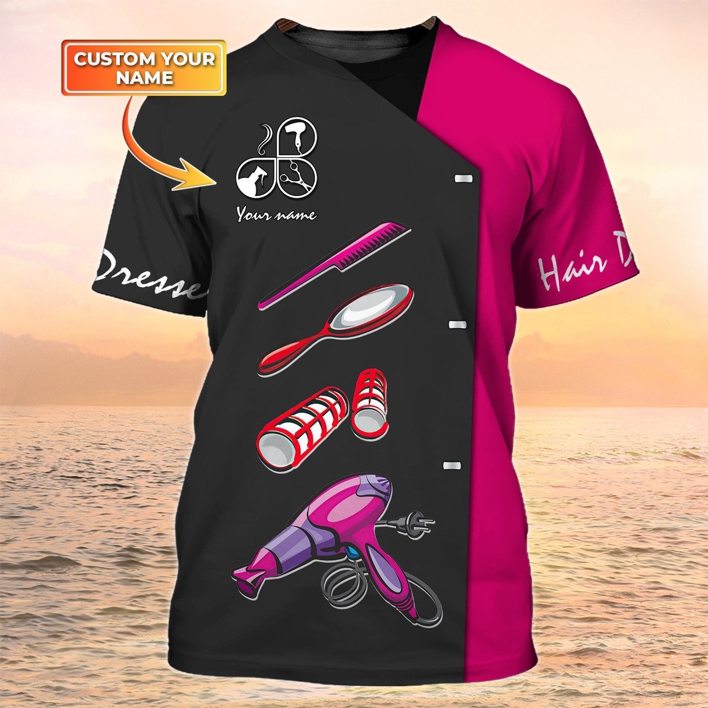 3D All Over Print Hairdresser T Shirt Salon Uniform Hairstylist Custom Shirts TO2111