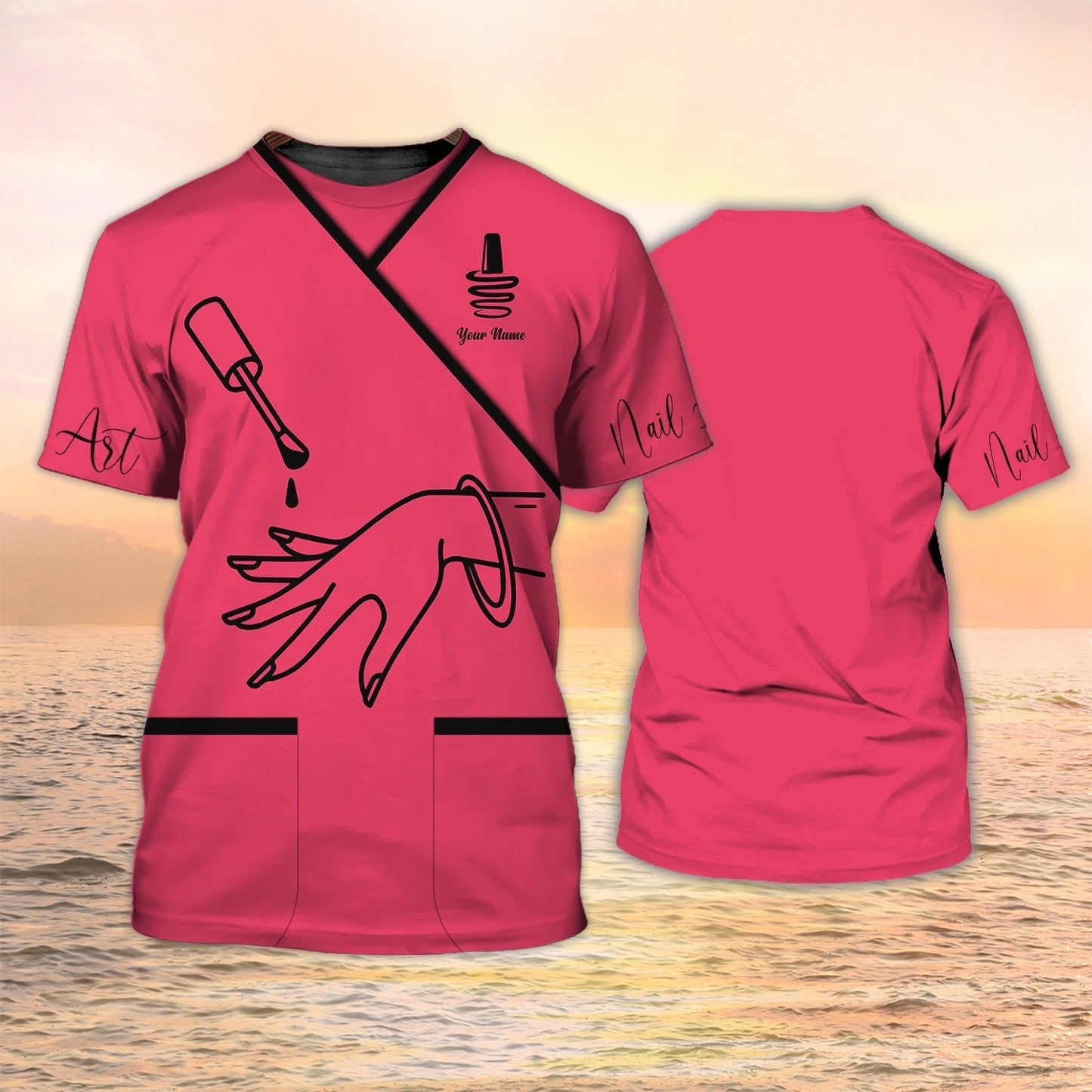 Custom Nail Art Tshirt Manicurist Gift Pink Nail Tech Shirts 3D All Over Print TO2129