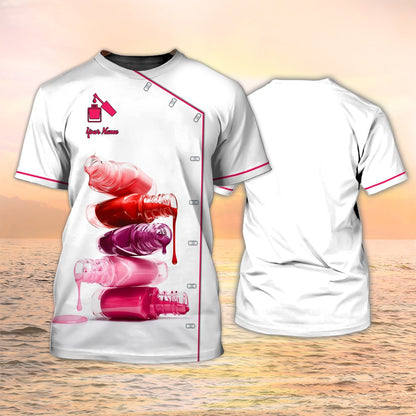 Custom Nail Technician Tshirt Manicurist Gift Nails White Shirts TO2131