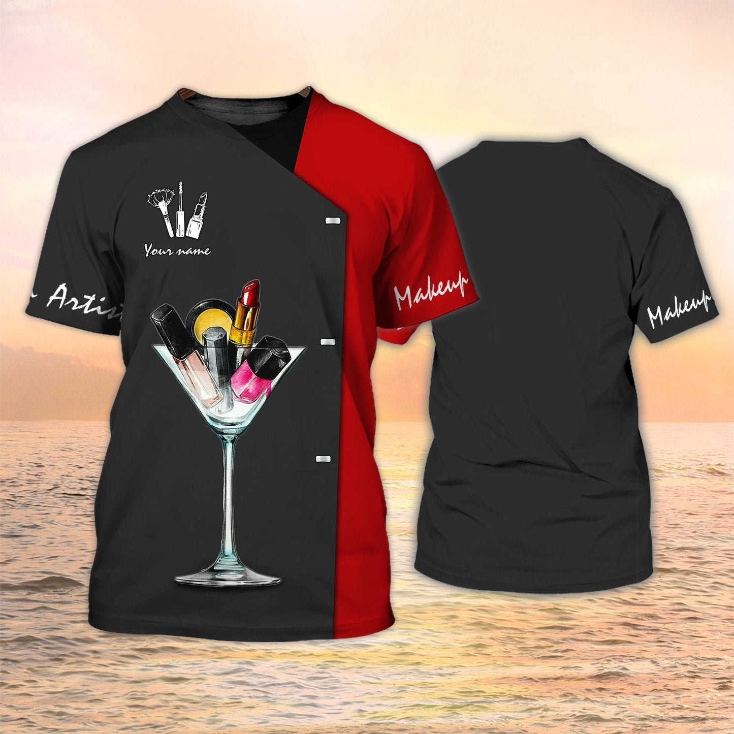 Makeup Shirt Makeup Tools Custom Shirts Black & Red TO2135