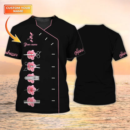 Women Hairdresser Custom T Shirt Hair Salon Uniform Hairstylist Shirts TO2114