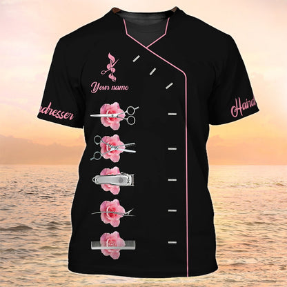 Women Hairdresser Custom T Shirt Hair Salon Uniform Hairstylist Shirts TO2114