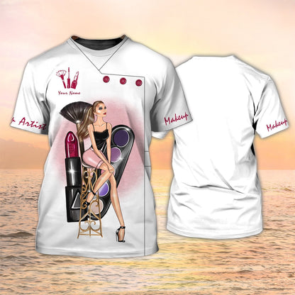 Makeup Artist Custom Shirts Beauty Salon Uniform White 3D Shirt For Makeup Technican TO2137