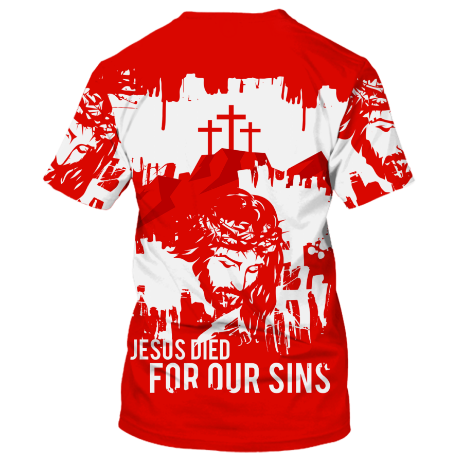 Cool Red Jesus Shirt Jesus Died For Our Sins 3D All Over Print T Shirt Christmas God Shirts TO1665