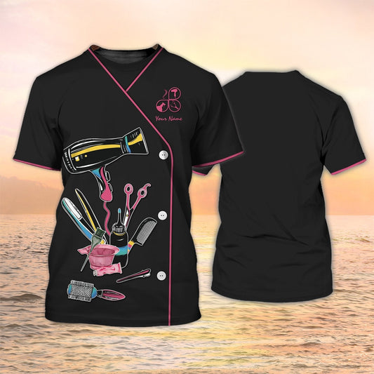 Hair Salon Uniform Hairdresser Custom T Shirt Hair stylist Black Shirts TO2115