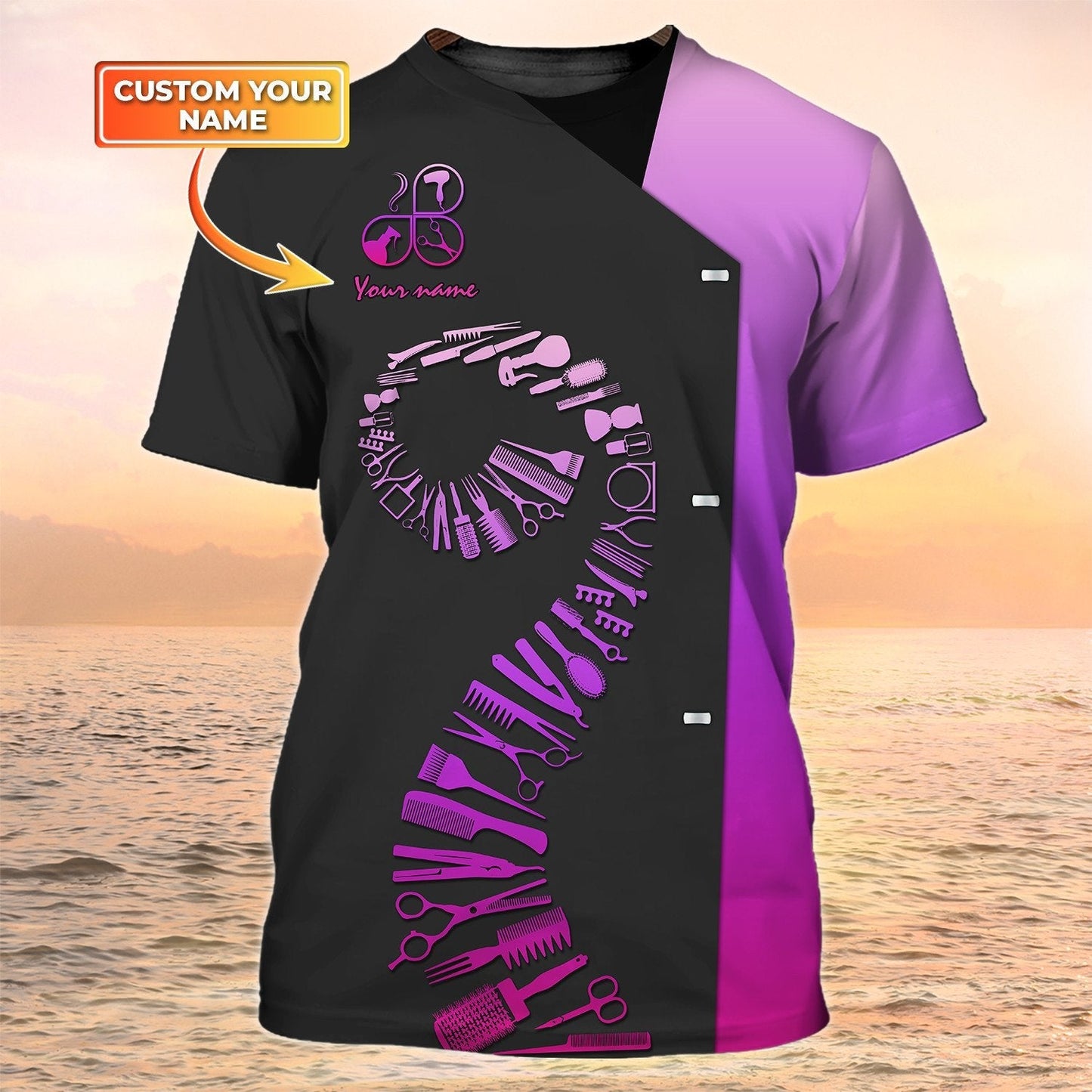 Women Hairdresser Custom Tshirt Hairstylist 3D All Over Print Tshirt Hair Salon Uniform TO2116