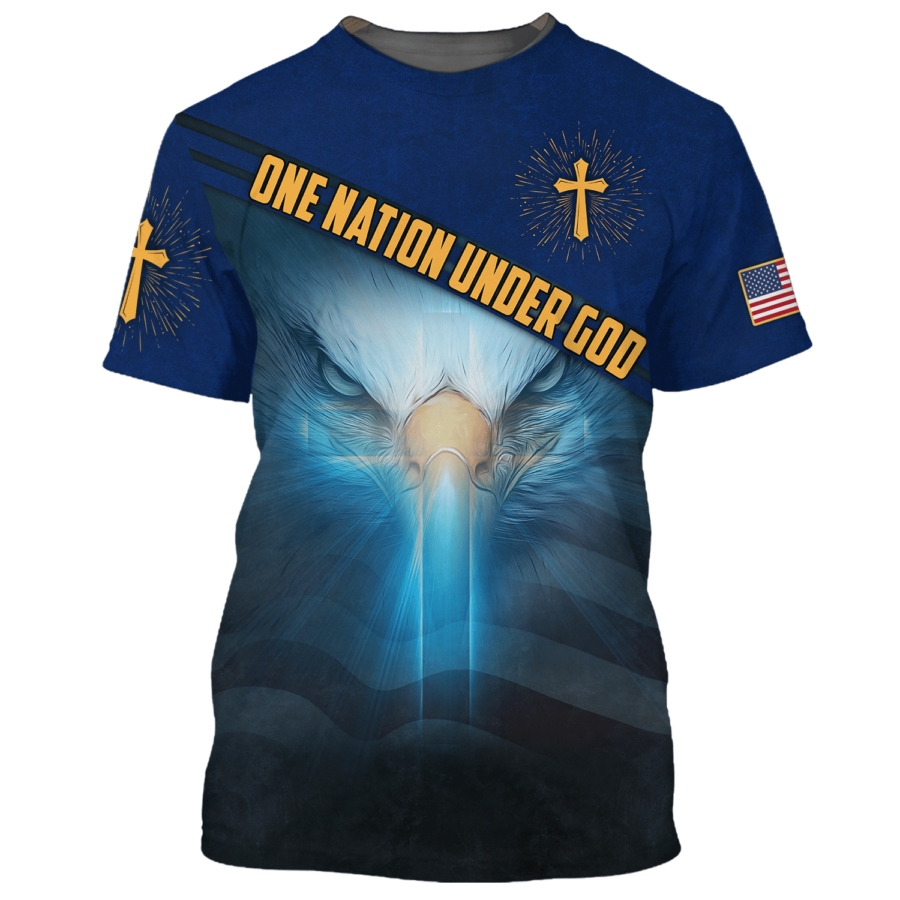 One Nation Under God Shirt Proud American Eagle Unisex 3D Premium Shirts Lasfour TO1666
