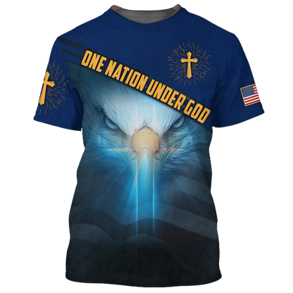 One Nation Under God Shirt Proud American Eagle Unisex 3D Premium Shirts Lasfour TO1666