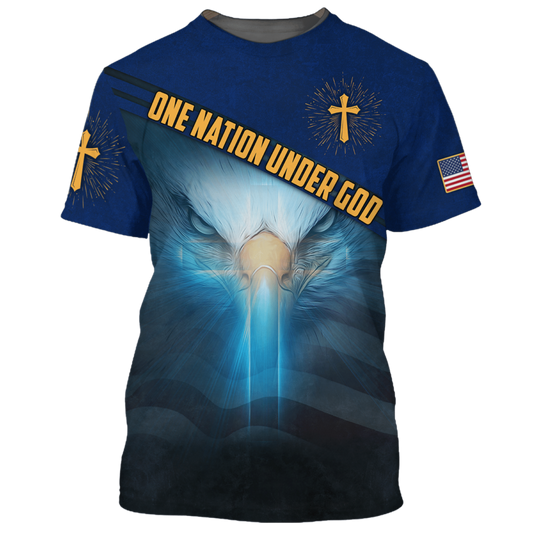 One Nation Under God Shirt Proud American Eagle Unisex 3D Premium Shirts Lasfour TO1666