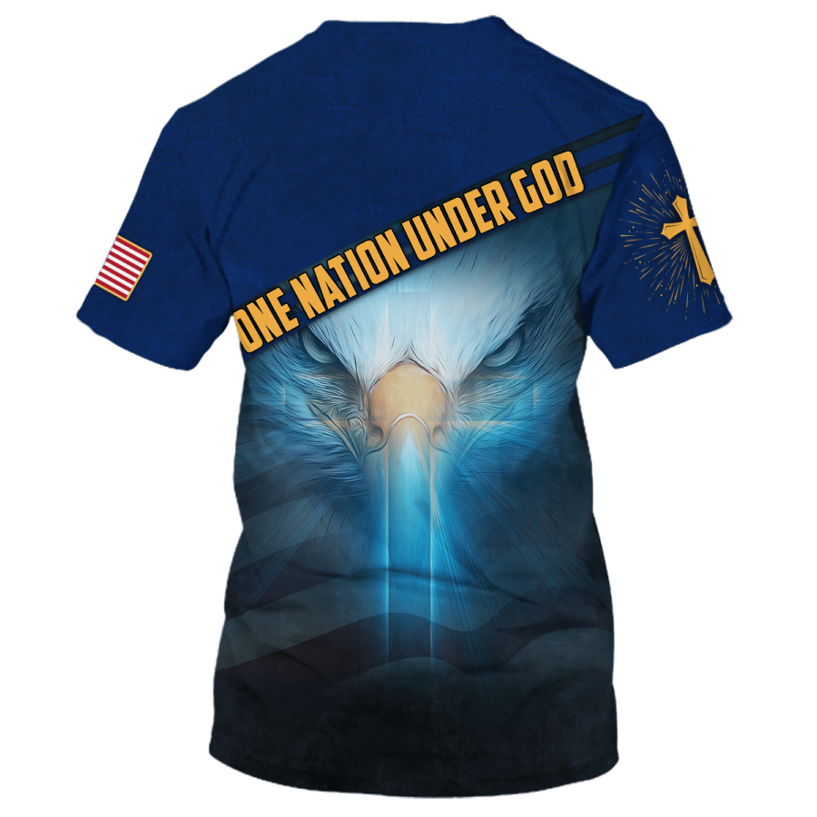 One Nation Under God Shirt Proud American Eagle Unisex 3D Premium Shirts Lasfour TO1666