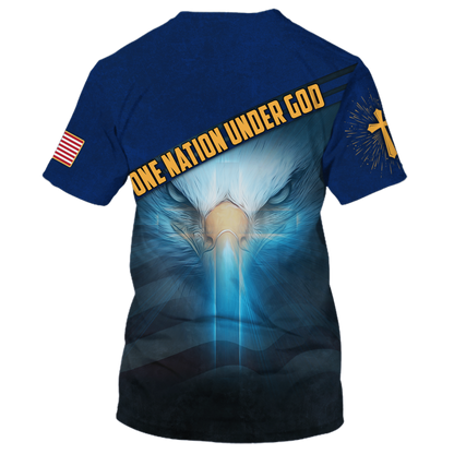 One Nation Under God Shirt Proud American Eagle Unisex 3D Premium Shirts Lasfour TO1666