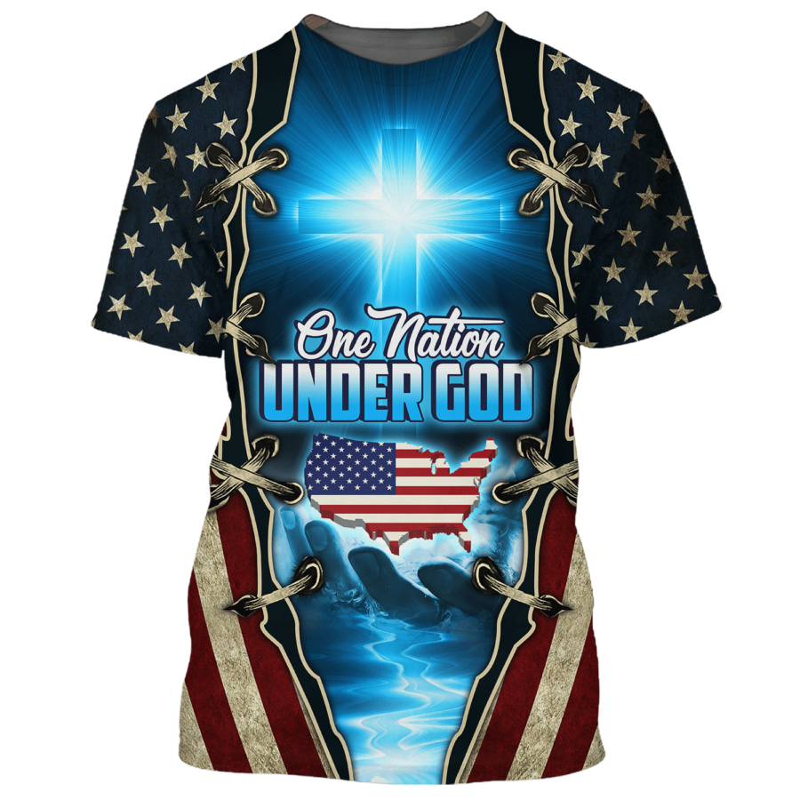 One Nation Under God Patriotic Shirt Men Women American Patriot Tee Shirt Lasfour TO1663