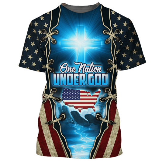 One Nation Under God Patriotic Shirt Men Women American Patriot Tee Shirt Lasfour TO1663