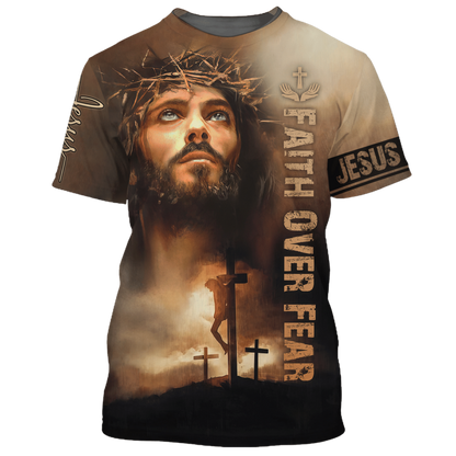 3D All Over Printed Christian Jesus Shirt Faith Over Fear T Shirt Men Women I Love God Shirts TO1661
