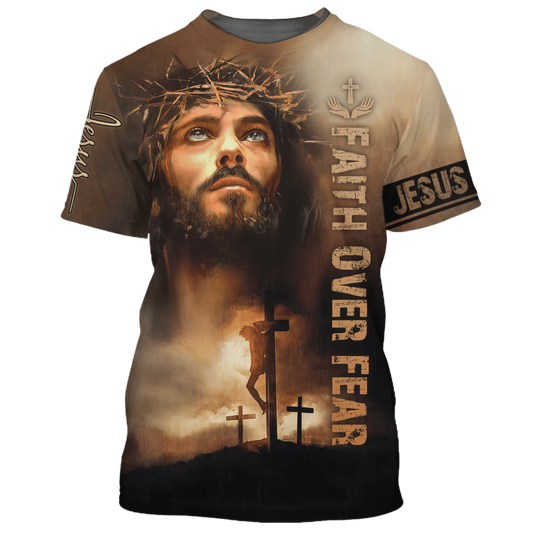 3D All Over Printed Christian Jesus Shirt Faith Over Fear T Shirt Men Women I Love God Shirts TO1661