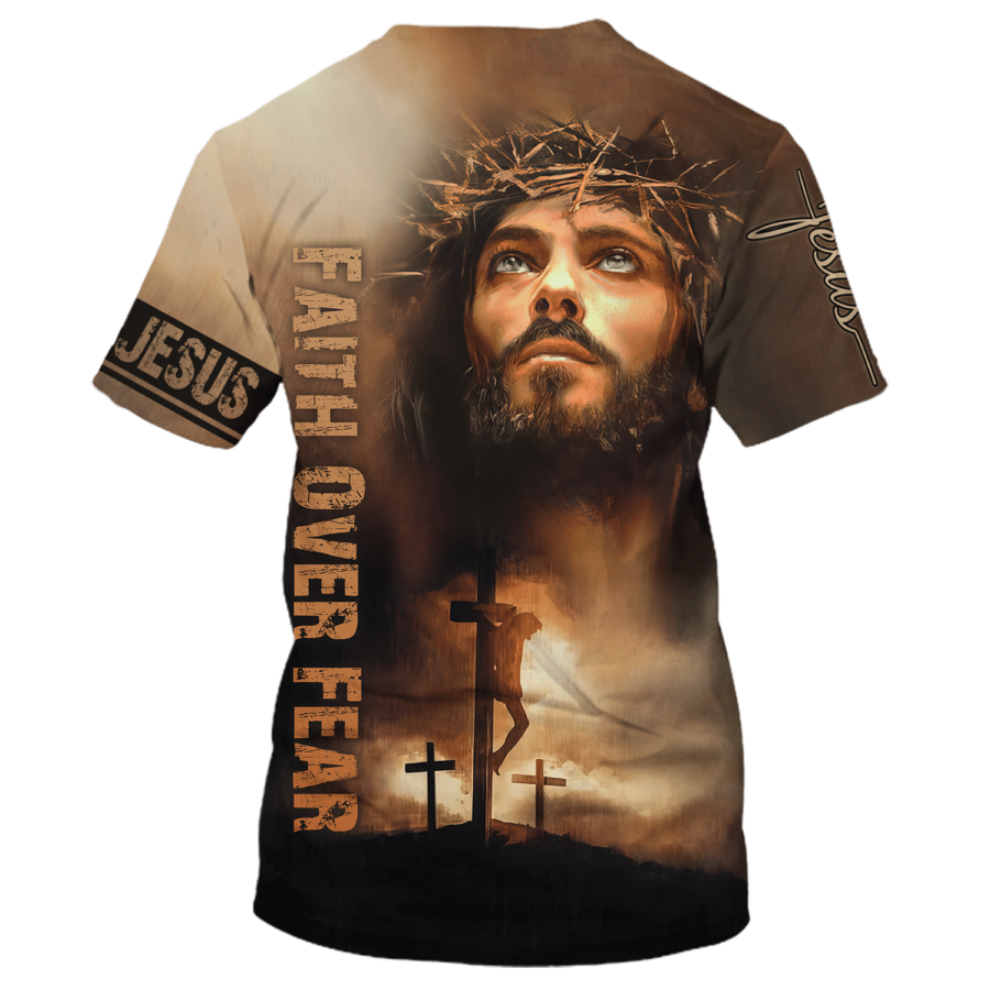 3D All Over Printed Christian Jesus Shirt Faith Over Fear T Shirt Men Women I Love God Shirts TO1661