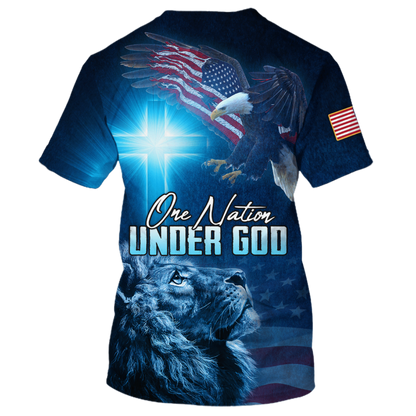 One Nation Under God T Shirt Patriot Jesus And Lion Shirts American Patriotic Gifts TO1657
