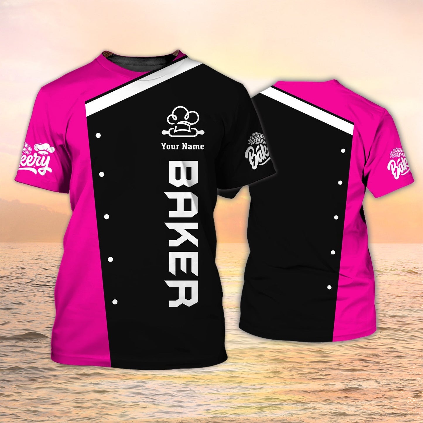 Baker T Shirt Custom Bakery Uniform Black Pink Lasfour TO2046