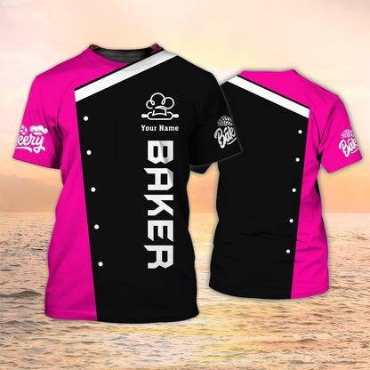 Baker T Shirt Custom Bakery Uniform Black Pink Lasfour TO2046
