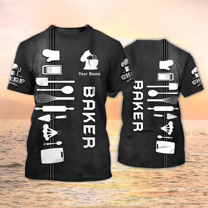 Custom Baker T Shirt Bakery Chef Uniform Black Gift For Barker Men Women TO2048